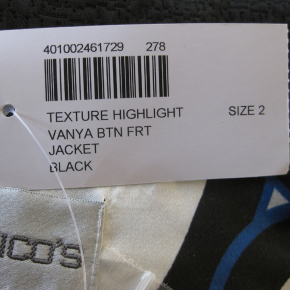 NWT Textured black blazer L Chico's 2 $118 Poly Cotton 3-button Princess seams - Picture 5 of 6